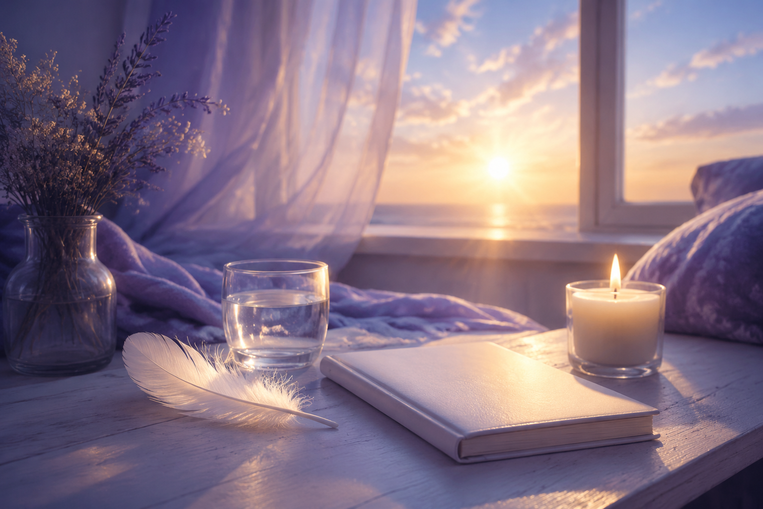 Espacio tranquilo para una oración angelical al amanecer